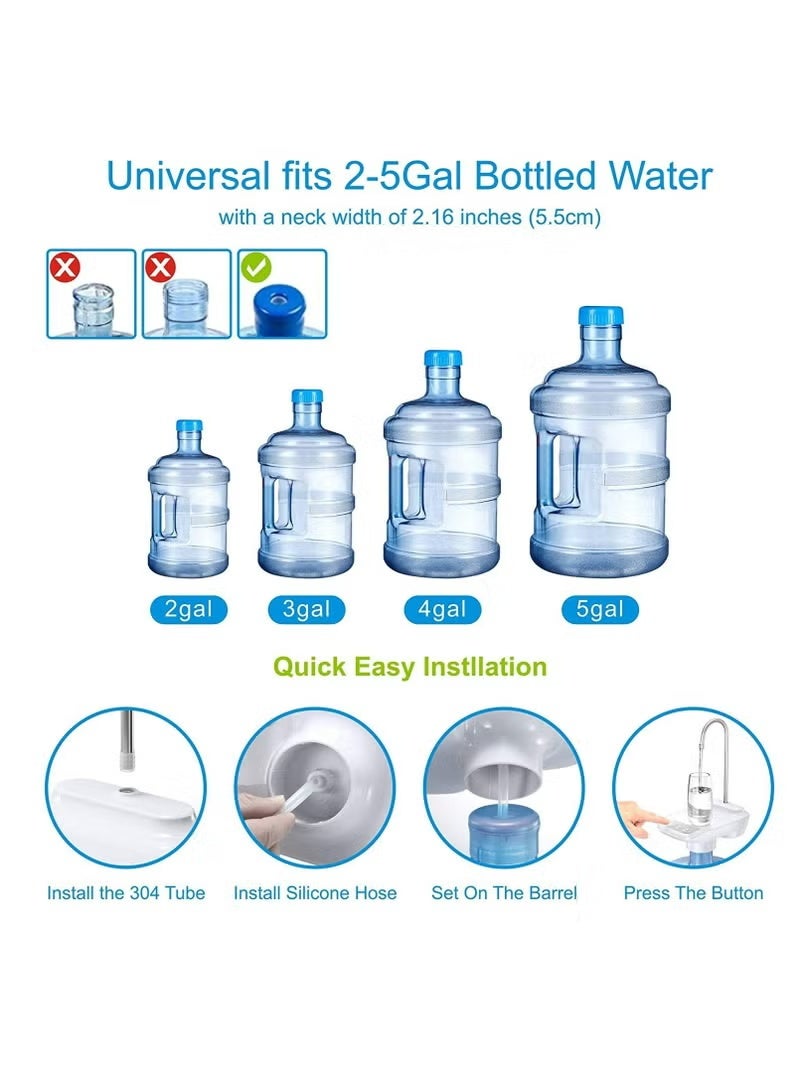 2-in-1 Electric Water Dispenser Pump with Cup Tray Base - USB Rechargeable Automatic Water Bottle Pump - Portable Desktop & Barrel Water Dispenser - BPA Free for Home, Kitchen & Office (Universal Fit) - Image 3